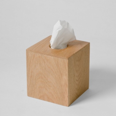 Natural Oak Cube Tissue Box Cover - NotJustTaps.co.uk